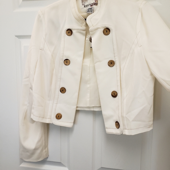 Kenzie, NWT, cropped military style cream color open jacket cardigan, 14 - Picture 15 of 16
